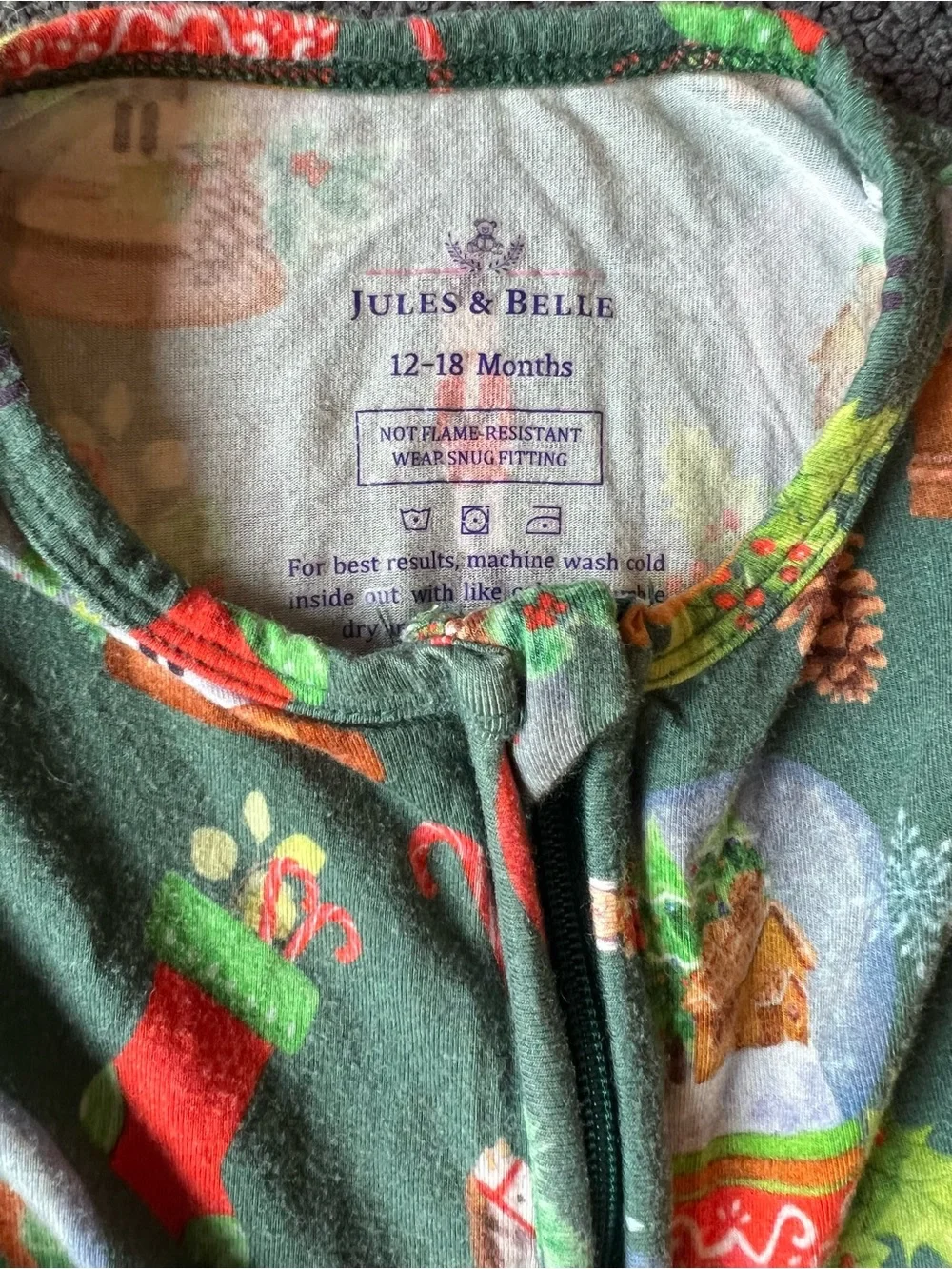 Kids Holiday Green One-Piece Sleeper Pajamas